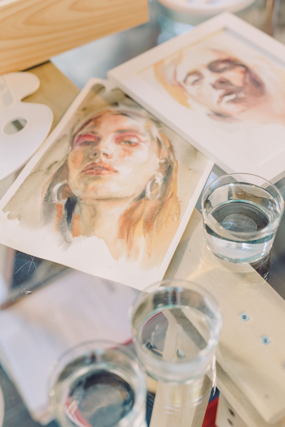 A custom watercolor memorial portrait painted from a photograph