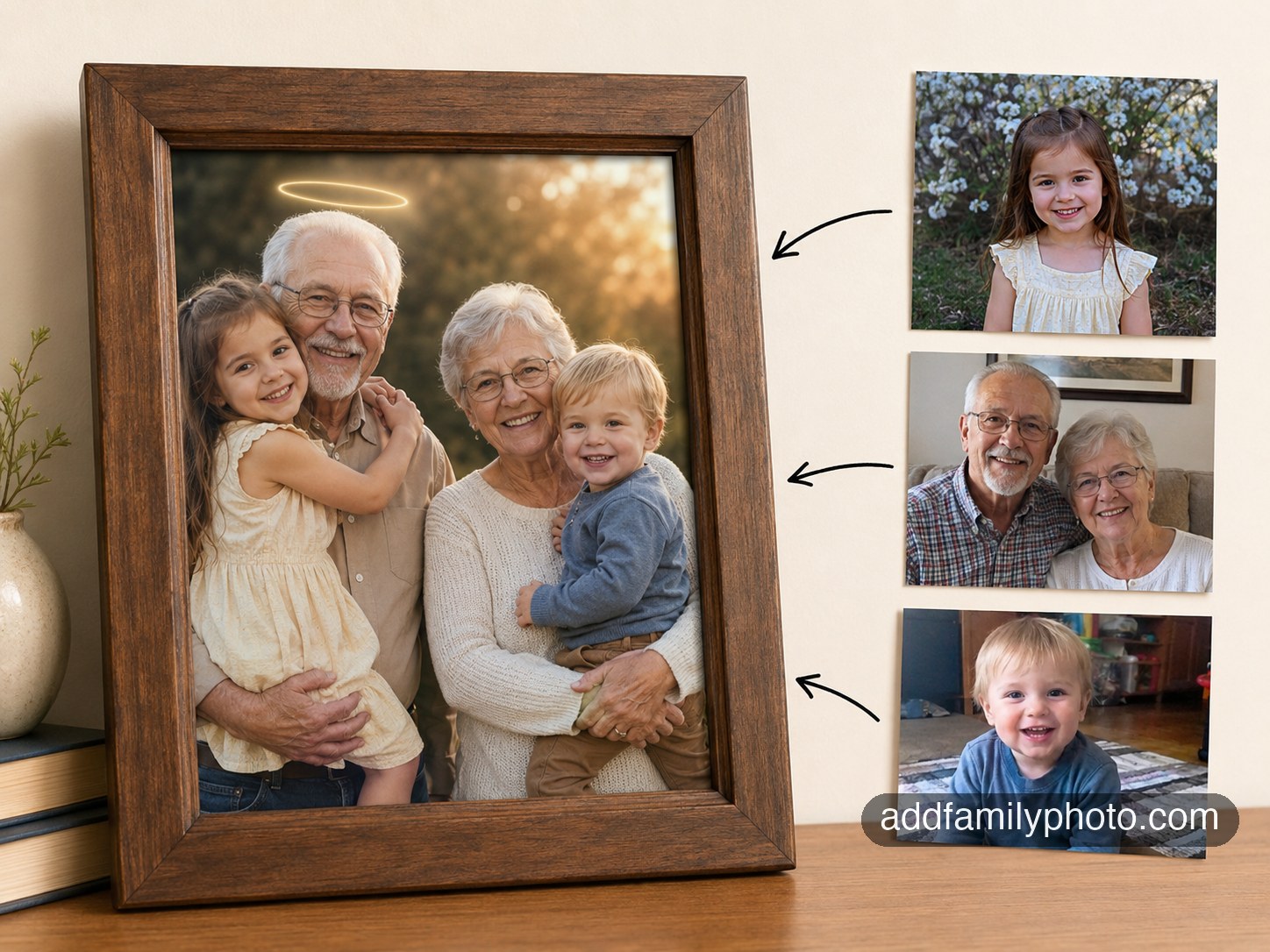 Example of a late sister added back into a family photo with AddFamilyPhoto